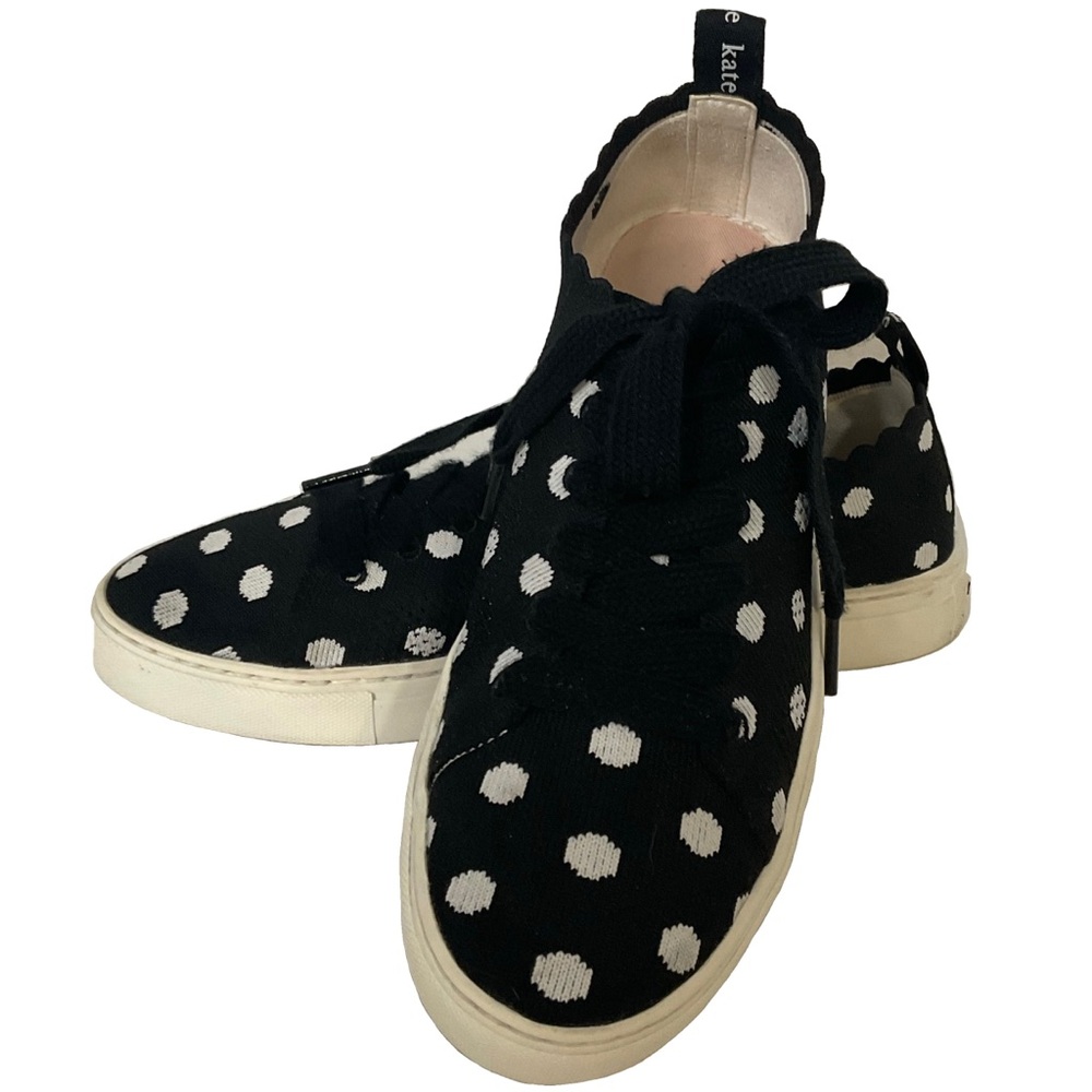 Kate Spade New York Abbie Polka Dot Knit Sneakers, black white polka dot Sz 7B